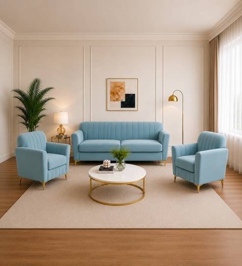 Augusta (3+1+1) Seater Sofa In Teal Color