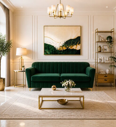 Augusta 3 Seater Sofa In Green Color