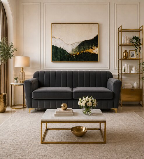 Augusta 3 Seater Sofa In Grey Color