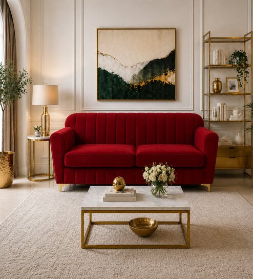Augusta 3 Seater Sofa In Maroon Color