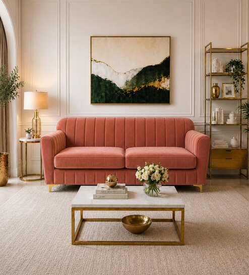 Augusta 3 Seater Sofa In Rose Gold Color