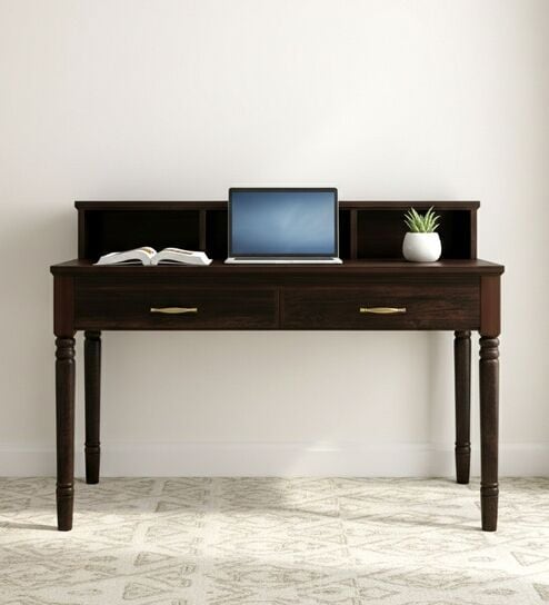 Augusta Writing Table In Dark Walnut Finish