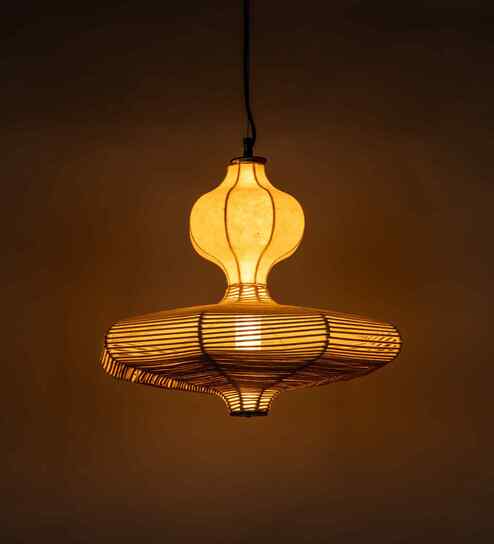 AUM Mountain Gleam 2 Layer Handcrafted Pendant Lamp with Bulb (Fibre, E27 Holder)