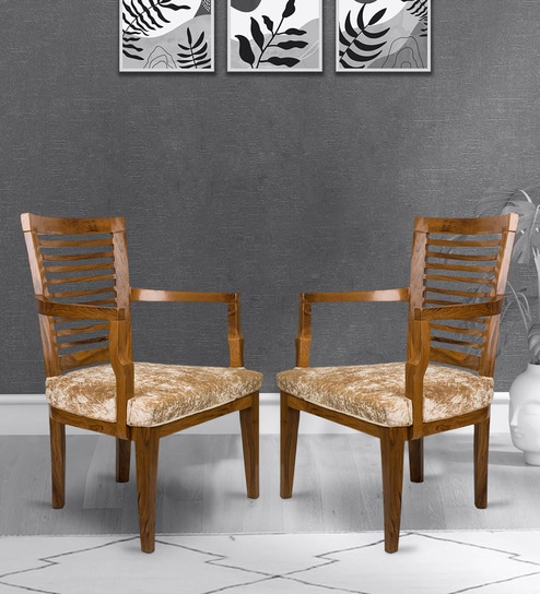 Aura Arm Chair (Set of 2) in Teak Colour