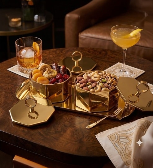 Gold Aura Bowl With Tray