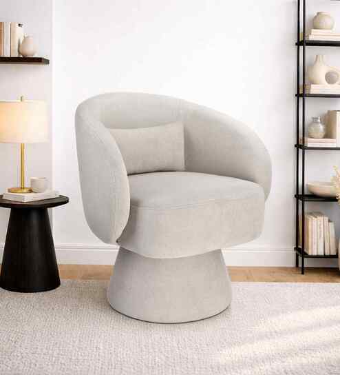 Aura Swivel Accent Chair In Light Grey Color