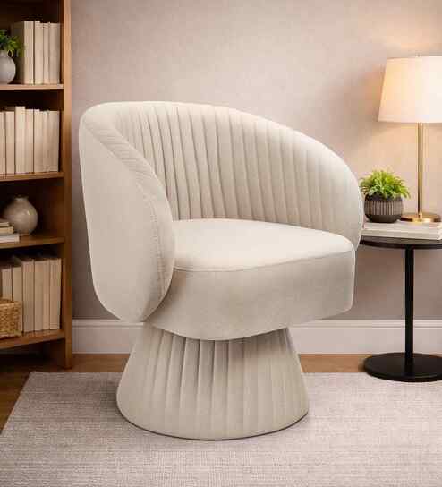 Aura Swivel Accent Chair In Peach Color