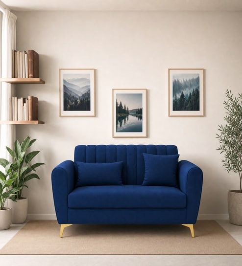 Aura 2 Seater Sofa In Blue Color