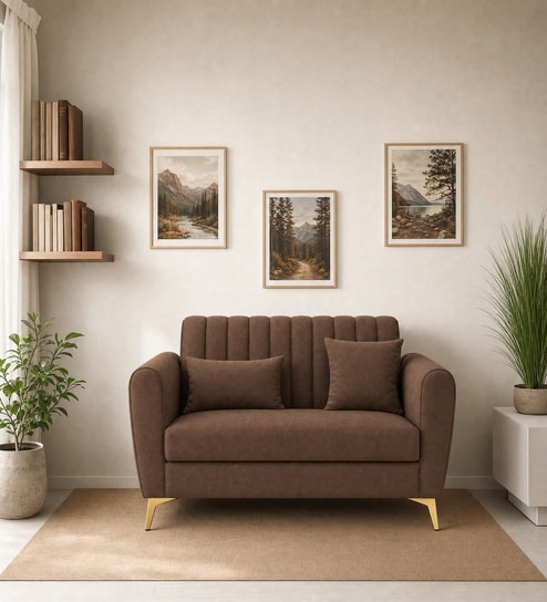 Aura 2 Seater Sofa In Brown Color