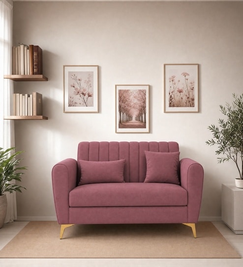 Aura 2 Seater Sofa In Onion Pink Color