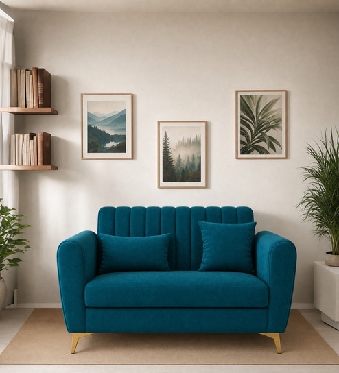 Aura 2 Seater Sofa In Teal Green Color