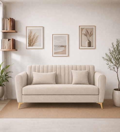 Aura 3 Seater Sofa In Beige Color