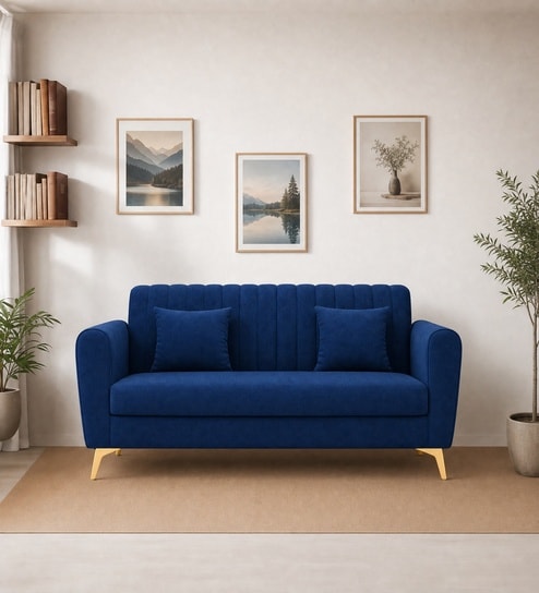 Aura 3 Seater Sofa In Blue Color