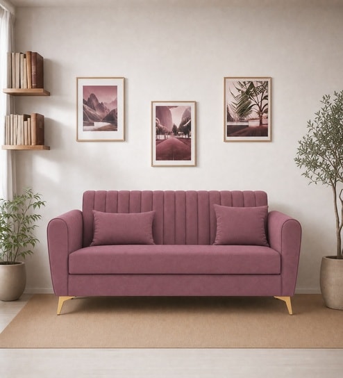 Aura 3 Seater Sofa In Onion Pink Color