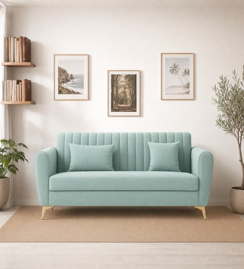 Aura 3 Seater Sofa In Sea Green Color