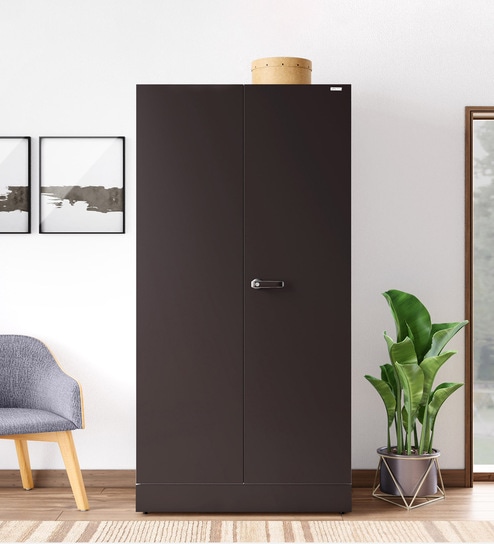 Auraline Steel Men 2 Door Almirah in Textured Coffee Brown Colour