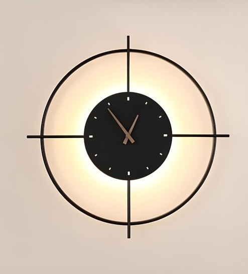 Auray Modern LED Wall Lamp with Clock | 3 Light Modes (Warm, Natural & Cool White) | Decorative Lamp for Living Room, Bedroom & Bedside | 1Year Warranty