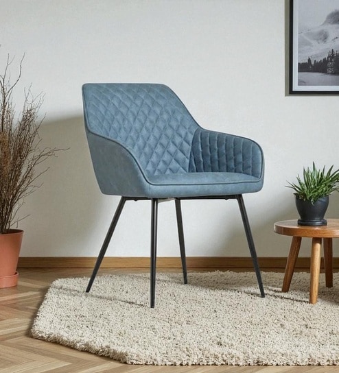Aurelia Leather Armchair In Sky Blue Color