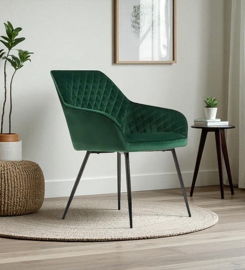 Aurelia Leather Armchair In Emerald Green Color