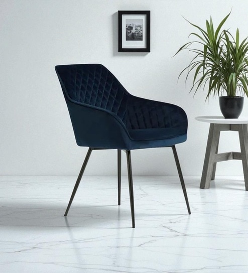 Aurelia Leather Armchair In Navy Blue Color