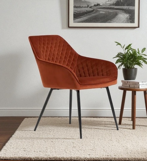 Aurelia Leather Armchair In Rust Brown Color