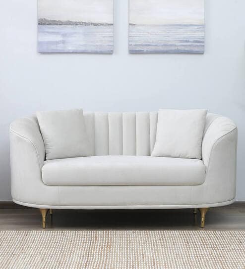 Jacinth Fabric 2 Seater Sofa In Cream Colour