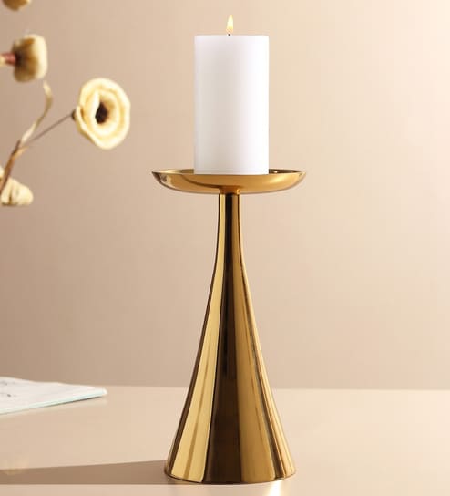 Aureus Petite Gold Pillar Candle Stand