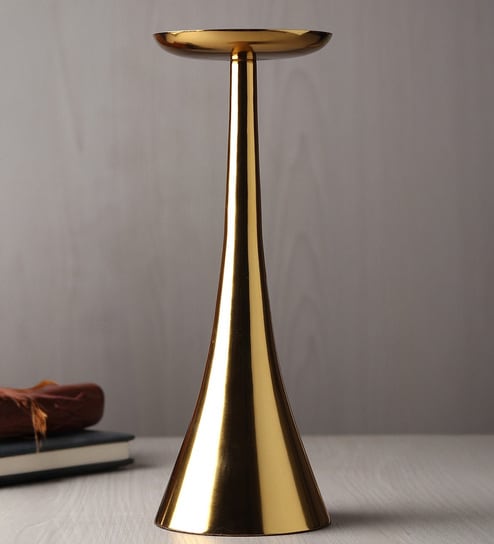 Aureus Tall Gold Pillar Candle Stand
