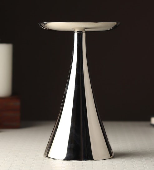 Aureus Tall Silver Pillar Candle Stand