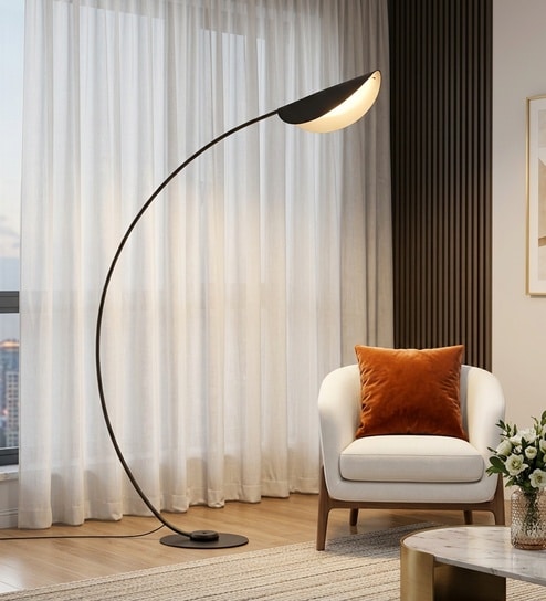 Aurora Arc Black LED Floor Lamp Tri-Color