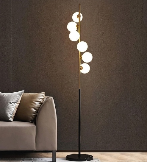 Aurora Black Gold Glass Globe Floor Lamp