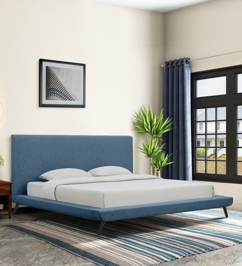 Aurora Fabric Upholstered KIng Size Bed in Smoke Grey Color