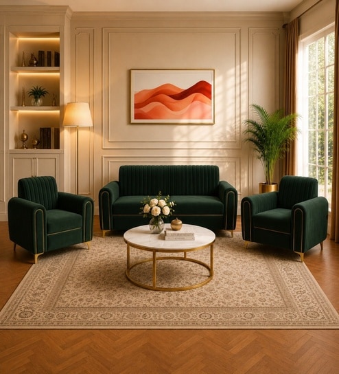 Austin (3+1+1) Sofa Set Sofa In Green Color