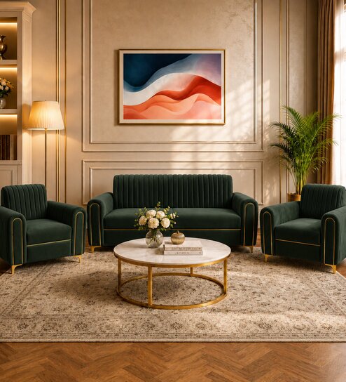 Austin (3+1+1) Sofa Set Sofa In Green Color