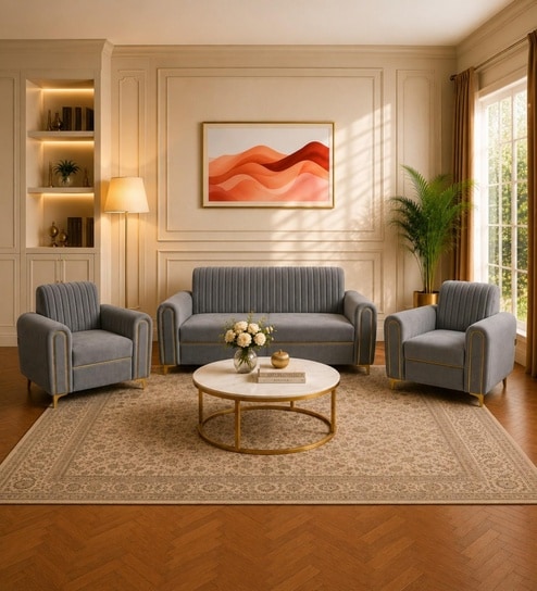 Austin (3+1+1) Sofa Set Sofa In Grey Color