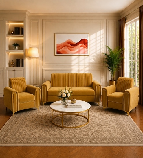 Austin (3+1+1) Sofa Set Sofa In Mustard Color