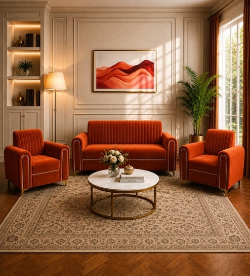 Austin (3+1+1) Sofa Set Sofa In Orange Color
