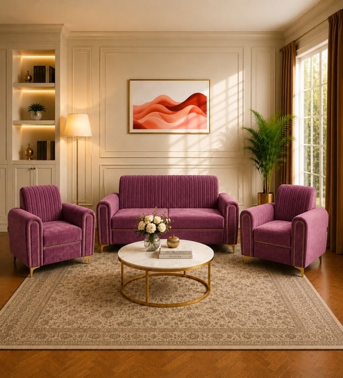 Austin (3+1+1) Sofa Set Sofa In Rose Color