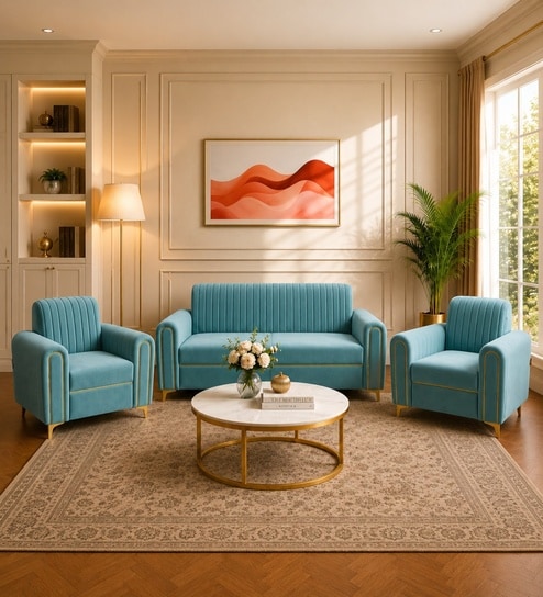 Austin (3+1+1) Sofa Set Sofa In Teal Color