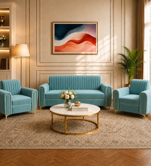 Austin (3+1+1) Sofa Set Sofa In Teal Color