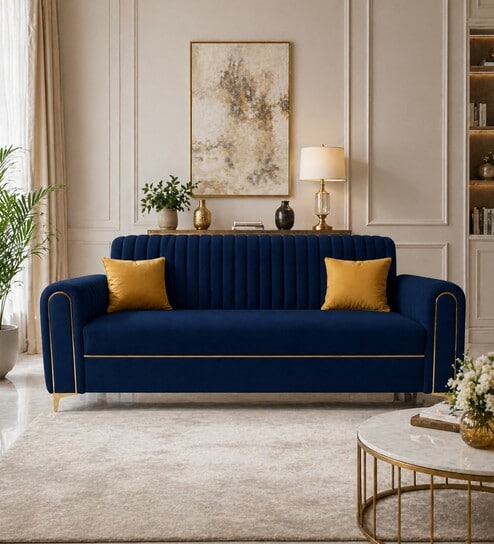 Austin 3 Seater Sofa In Blue Color