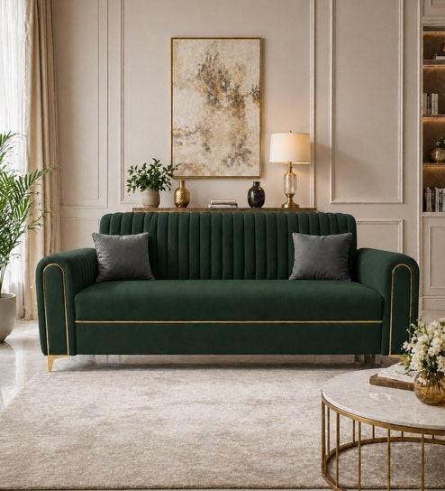 Austin 3 Seater Sofa In Green Color