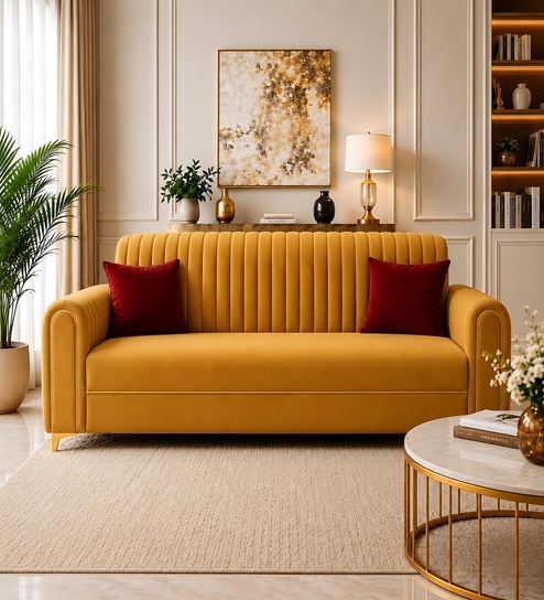 Austin 3 Seater Sofa In Mustard Color