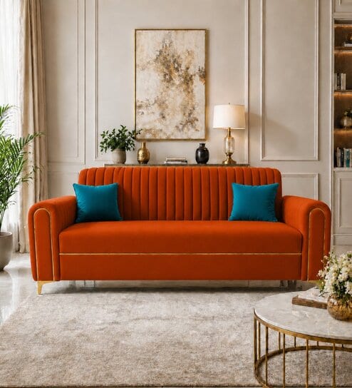 Austin 3 Seater Sofa In Orange Color