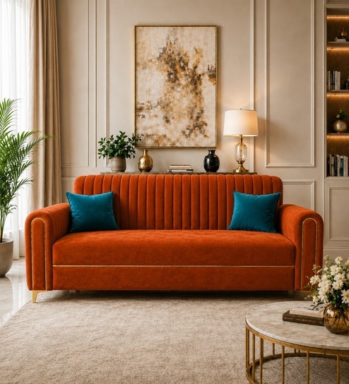 Austin 3 Seater Sofa In Orange Color