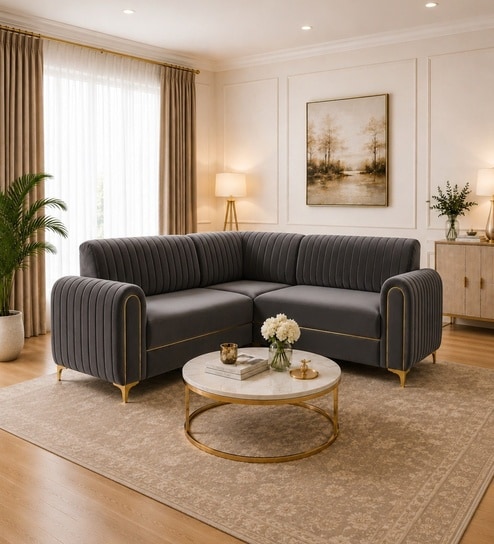 Austin 6 Seater Corner Sofa In Grey Color