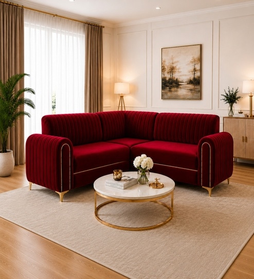Austin 6 Seater Corner Sofa In Maroon Color