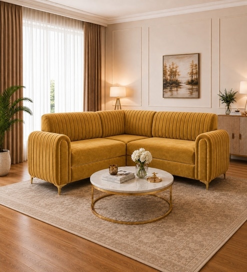 Austin 6 Seater Corner Sofa In Mustard Color