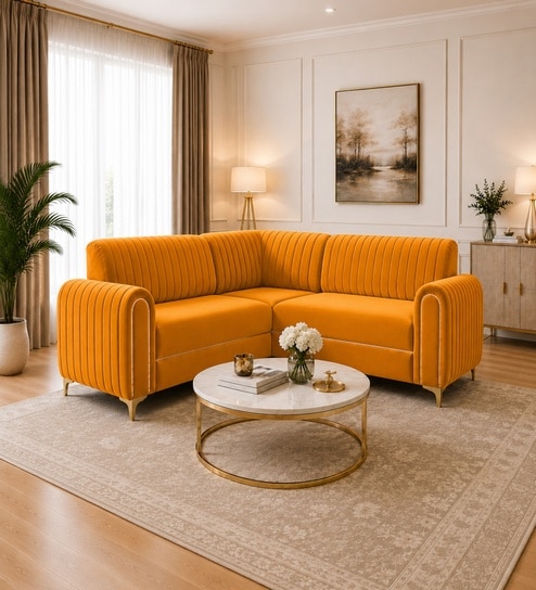 Austin 6 Seater Corner Sofa In Mustard Color