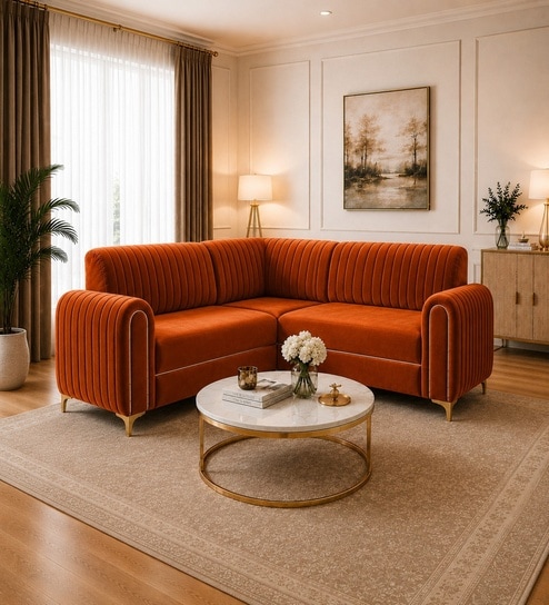 Austin 6 Seater Corner Sofa In Orange Color